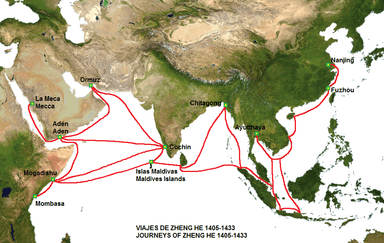 Zheng He voyages map — AP World History