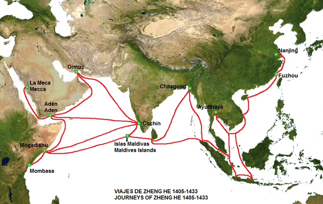 Zheng He voyages map — AP World History